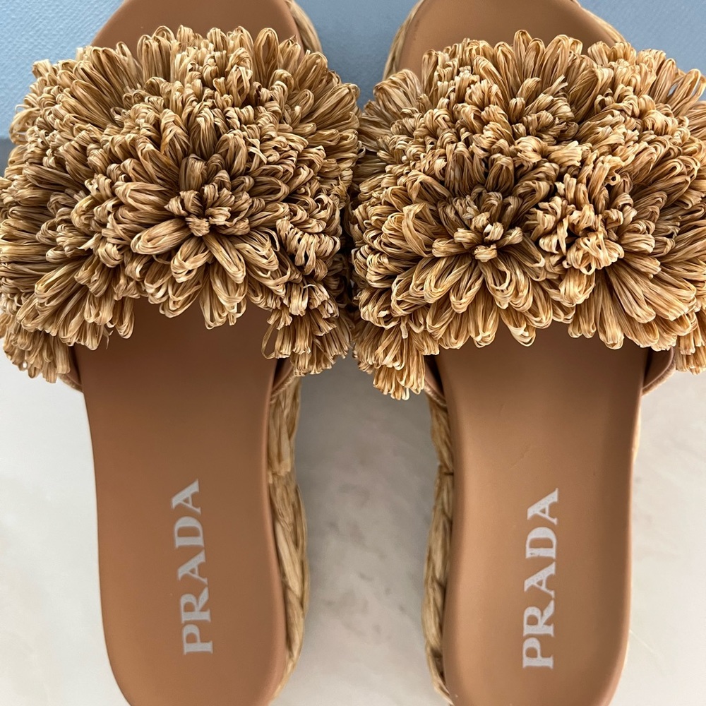 Prada Slides. Raffia Calzature Donna Size 36. Original box and dust bags. - Picture 2 of 5